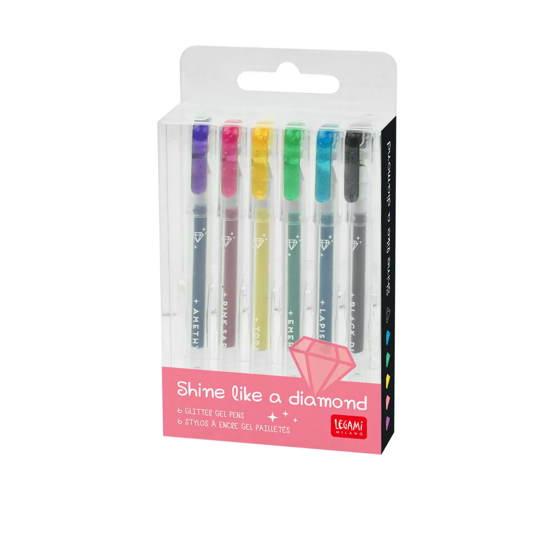 Legami Milano Kugelschreiber Und Gelstifte^6er-Set aus glitzernden Mini-Gelstiften - Shine Like a Diamond
