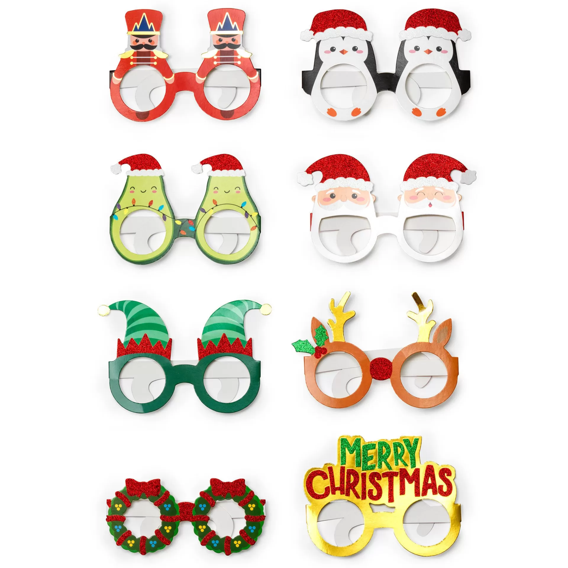 Legami Milano Party-Accessoires^Set mit 8 Weihnachtsbrillen aus Papier