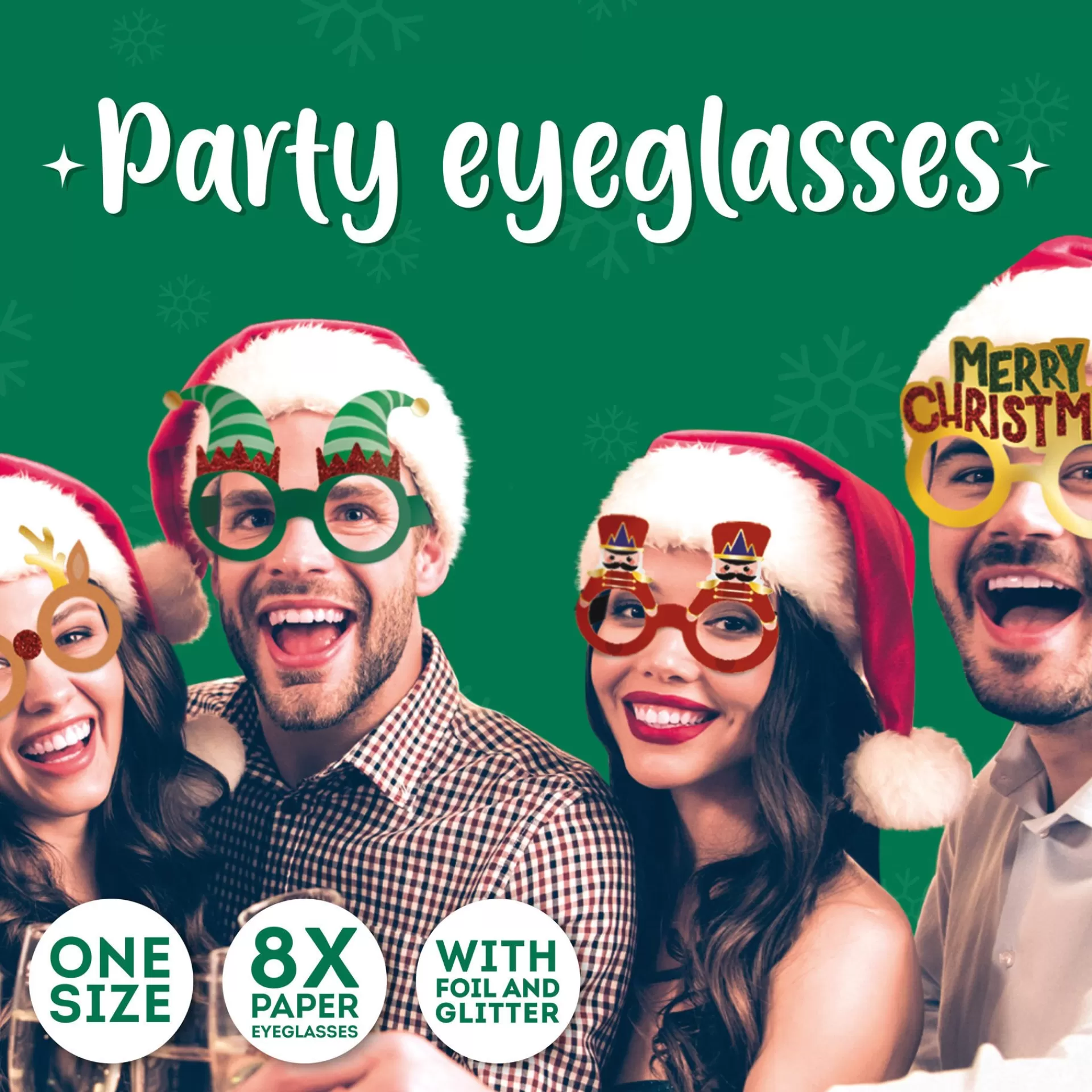 Legami Milano Party-Accessoires^Set mit 8 Weihnachtsbrillen aus Papier