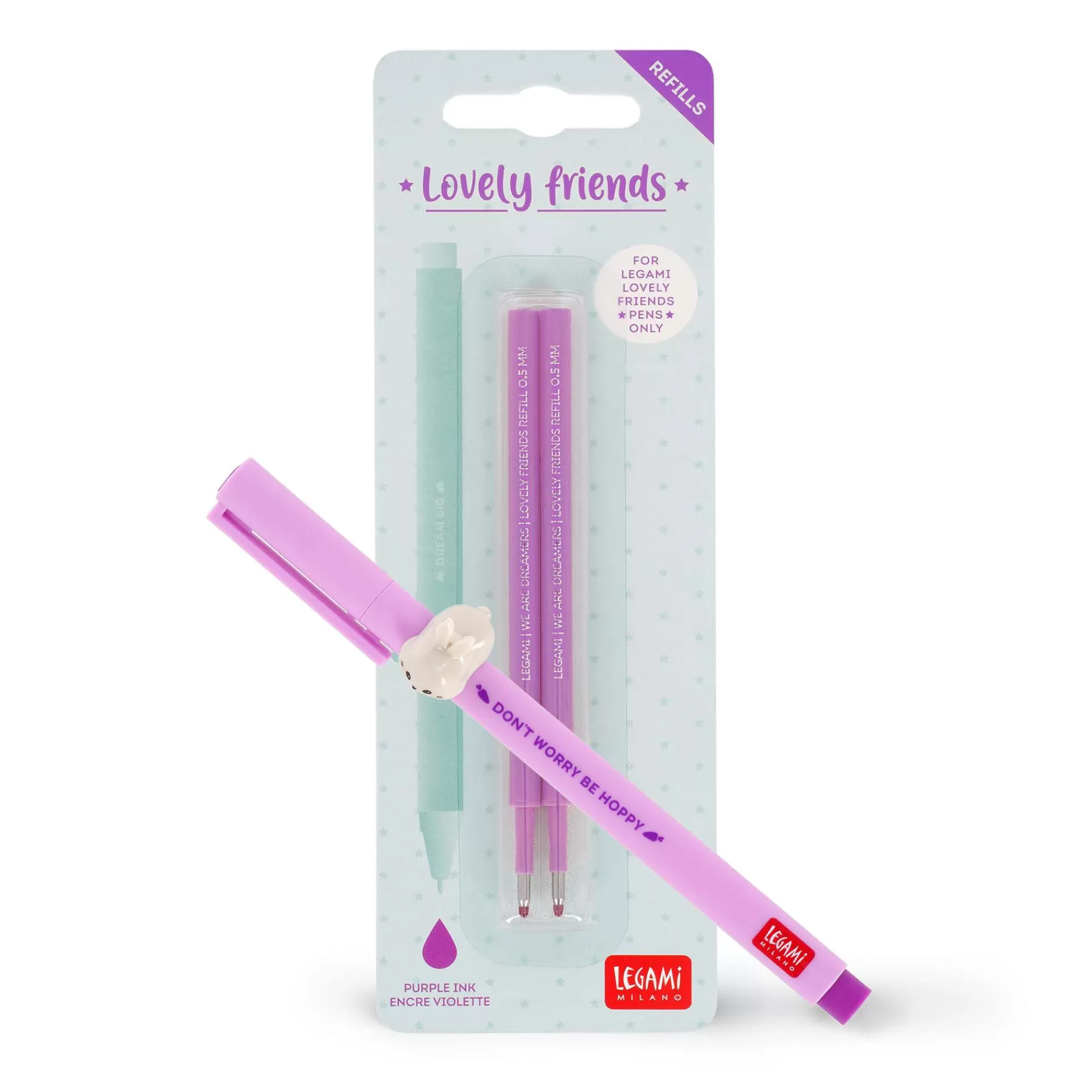 Legami Milano Gelstifte Nachfüllminen Lovely Friends | Kugelschreiber Und Gelstifte^Set Stift Lovely Bunny mit Violett Ersatzmine